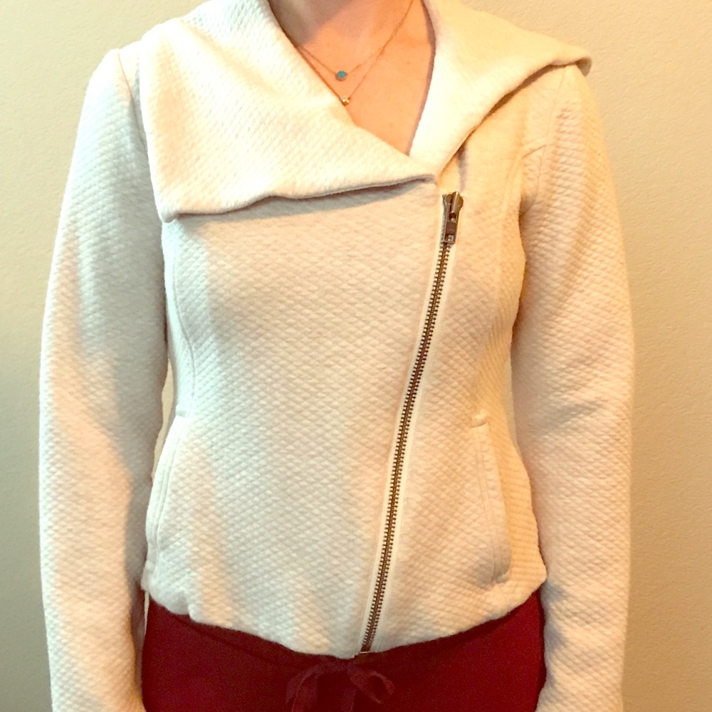 Cabi white motorcycle zip coat